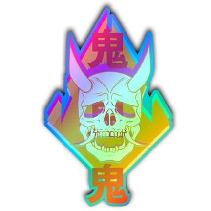 Oni Oni Oni Flame Holo Vinyl Sticker